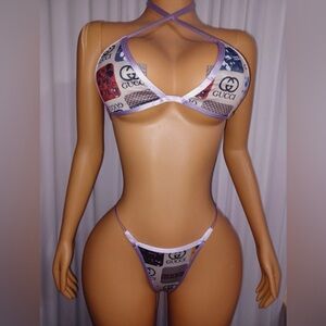 NWOT Handmade Modified Tri-Top Y-String Thong Bottom Sexy Tribute Logo Bikini